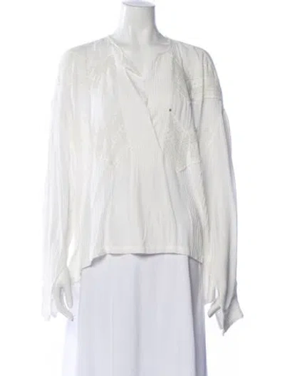 Pre-owned Iro Lace Pattern V-neck Blouse In White
