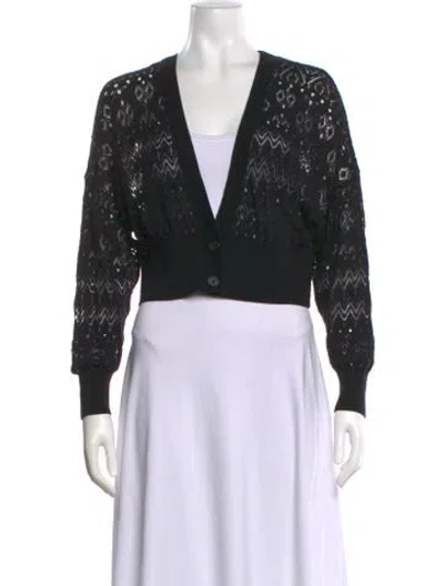 Pre-owned Iro Lace Pattern V-neck Button-up Top In Black