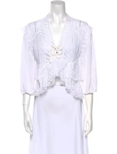 Pre-owned Iro Lace Pattern V-neck Crop Top In White