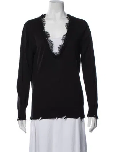 Pre-owned Iro Lace Pattern V-neck Sweater In Black