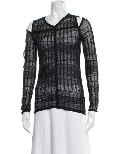 Pre-owned Iro Lace Pattern V-neck Top In Black