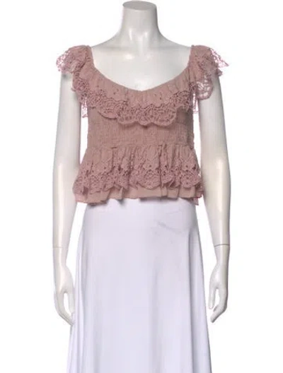 Pre-owned Iro Lace Pattern V-neck Top In Pink