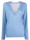 Iro Lace-trim Fine-knit Jumper In Blue