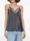 Iro Lace-trim Silk Top In Gray