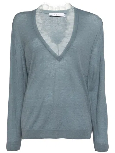 Iro Lace-trim V-neck Jumper In 蓝色