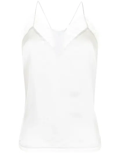 Iro Thinned Straps Silk Top In Near White