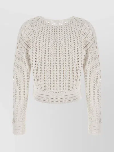 Iro Lace-up Knit Cropped Sweater With Oversized Fit In Neutral