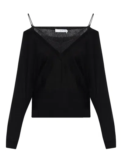 Iro Lace V-neck Sweater In Black