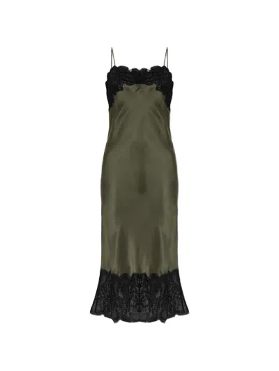 Iro Lace-trim Silk Midi Dress In Green