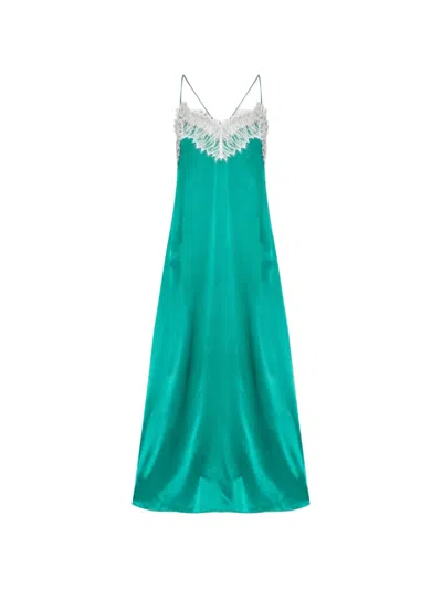 Iro Lace-trimmed Silk Dress In Green