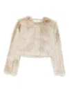Iro Lamb-fur Cropped Jacket In Neutral