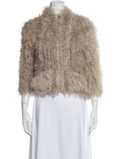 Pre-owned Iro Lamb Fur Faux Fur Jacket In Neutral
