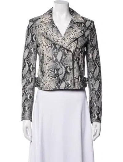 Pre-owned Iro Lamb Leather Animal Print Biker Jacket In Multi