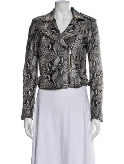 Pre-owned Iro Lamb Leather Animal Print Biker Jacket In Multicolor