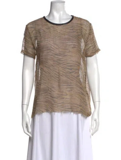 Pre-owned Iro Lamb Leather Animal Print Top In Neutral