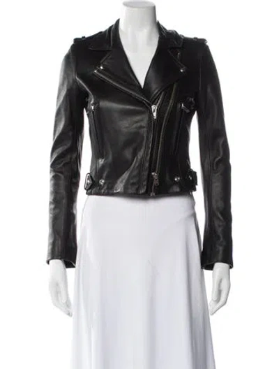 Pre-owned Iro Lamb Leather Biker Jacket In Black