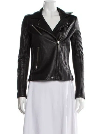 Pre-owned Iro Lamb Leather Biker Jacket In Black