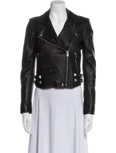 Pre-owned Iro Lamb Leather Biker Jacket In Black