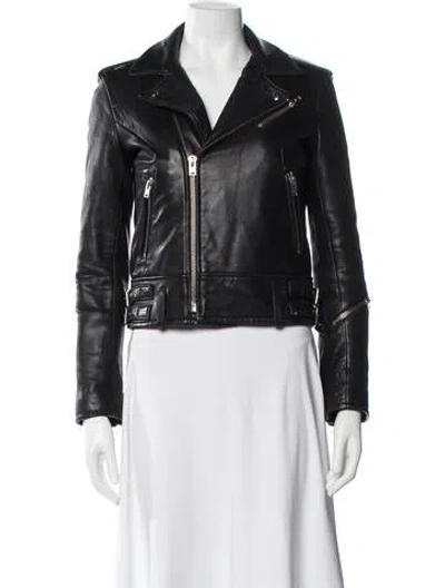 Pre-owned Iro Lamb Leather Biker Jacket In Black