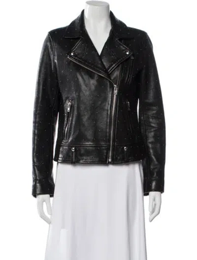 Pre-owned Iro Lamb Leather Biker Jacket In Black