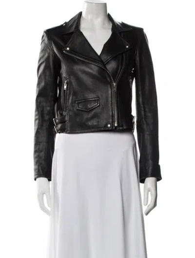 Pre-owned Iro Lamb Leather Biker Jacket In Black