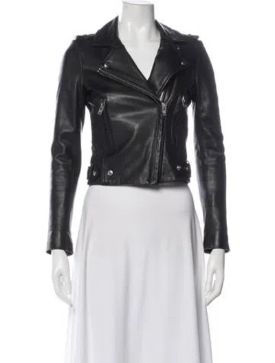 Pre-owned Iro Lamb Leather Biker Jacket In Black