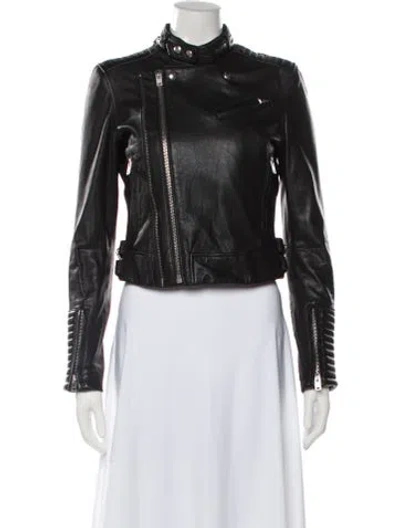 Pre-owned Iro Lamb Leather Biker Jacket In Black