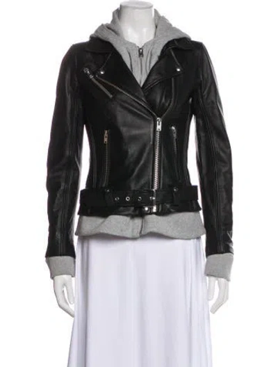 Pre-owned Iro Lamb Leather Biker Jacket In Black