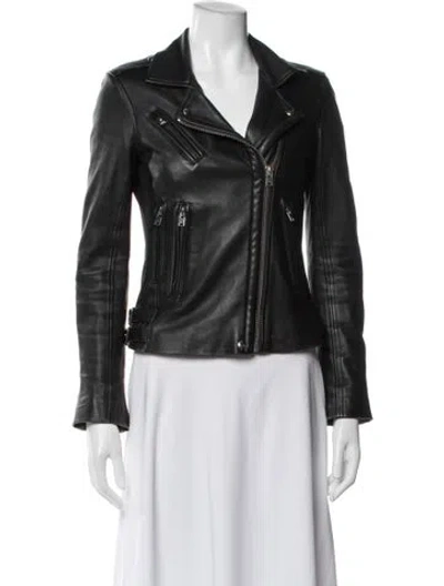 Pre-owned Iro Lamb Leather Biker Jacket In Black