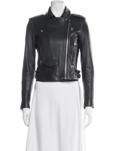 Pre-owned Iro Lamb Leather Biker Jacket In Black