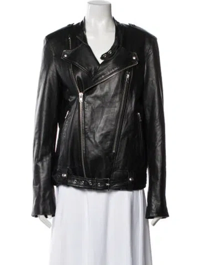 Pre-owned Iro Lamb Leather Biker Jacket In Black