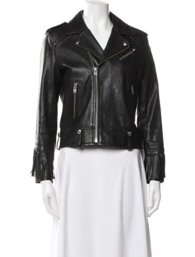 Pre-owned Iro Lamb Leather Biker Jacket In Black