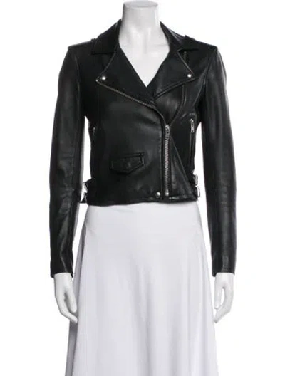 Pre-owned Iro Lamb Leather Biker Jacket In Black