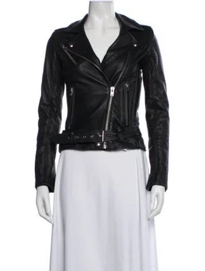 Pre-owned Iro Lamb Leather Biker Jacket In Black