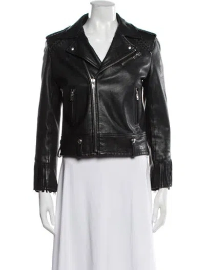Pre-owned Iro Lamb Leather Biker Jacket In Black