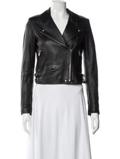 Pre-owned Iro Lamb Leather Biker Jacket In Black