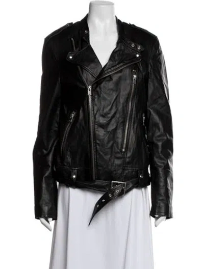 Pre-owned Iro Lamb Leather Biker Jacket In Black