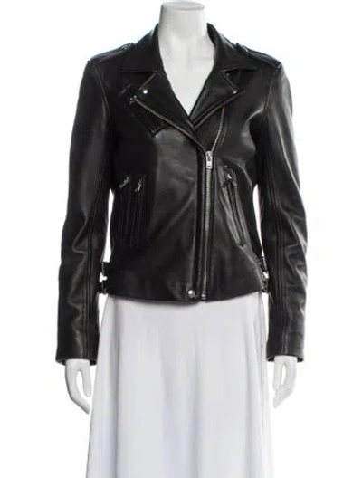 Pre-owned Iro Lamb Leather Biker Jacket In Black