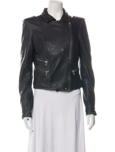 Pre-owned Iro Lamb Leather Biker Jacket In Black
