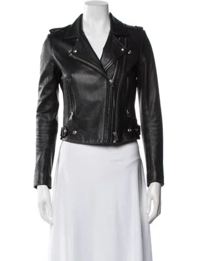 Pre-owned Iro Lamb Leather Biker Jacket In Black