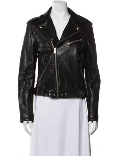 Pre-owned Iro Lamb Leather Biker Jacket In Black