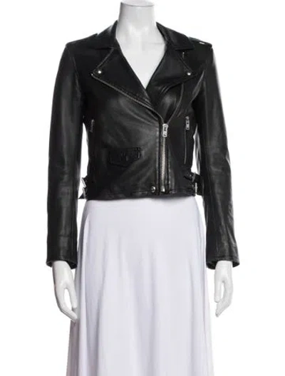 Pre-owned Iro Lamb Leather Biker Jacket In Black