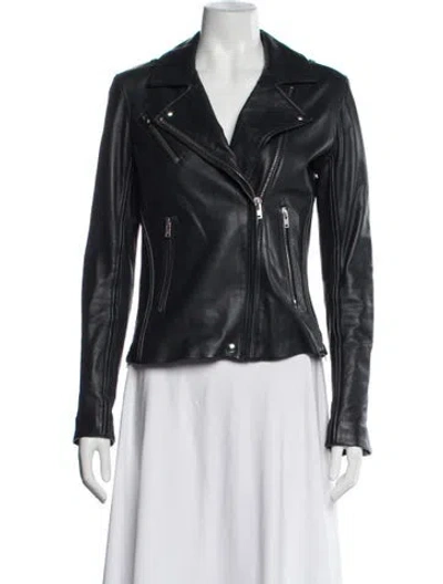 Pre-owned Iro Lamb Leather Biker Jacket In Black