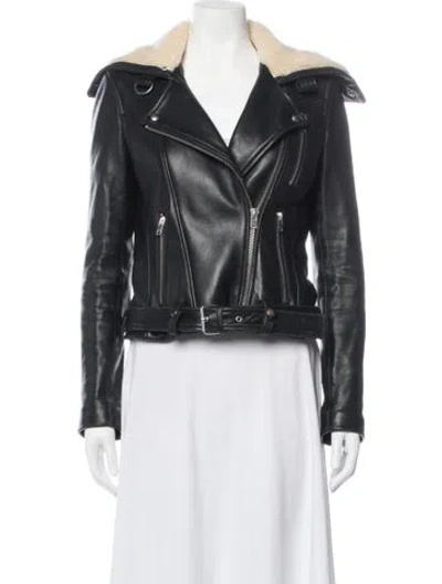 Pre-owned Iro Lamb Leather Biker Jacket In Black/green