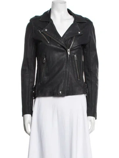 Pre-owned Iro Lamb Leather Biker Jacket In Black/grey