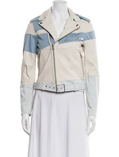 Pre-owned Iro Lamb Leather Biker Jacket In Blue