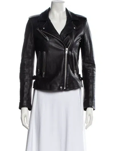 Pre-owned Iro Lamb Leather Biker Jacket In Blue