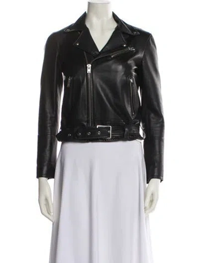 Pre-owned Iro Lamb Leather Biker Jacket In Blue