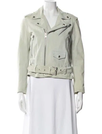 Pre-owned Iro Lamb Leather Biker Jacket In Blue