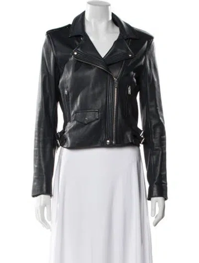 Pre-owned Iro Lamb Leather Biker Jacket In Blue